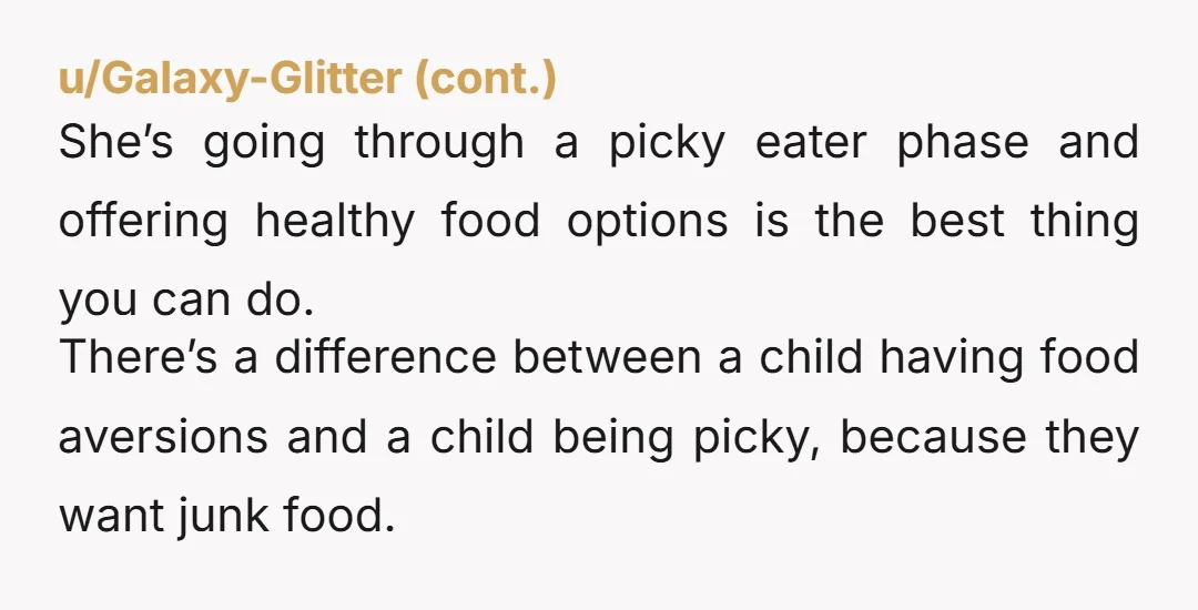 u/lucaskywalker This is exactly what our behaviour therapist said to do for our picky autistic 7yo. 100% by the book. If she is having problems with food, mom should have...