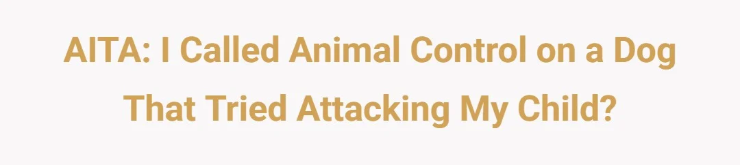AITH, I called animal control on dog that tried attacking my child