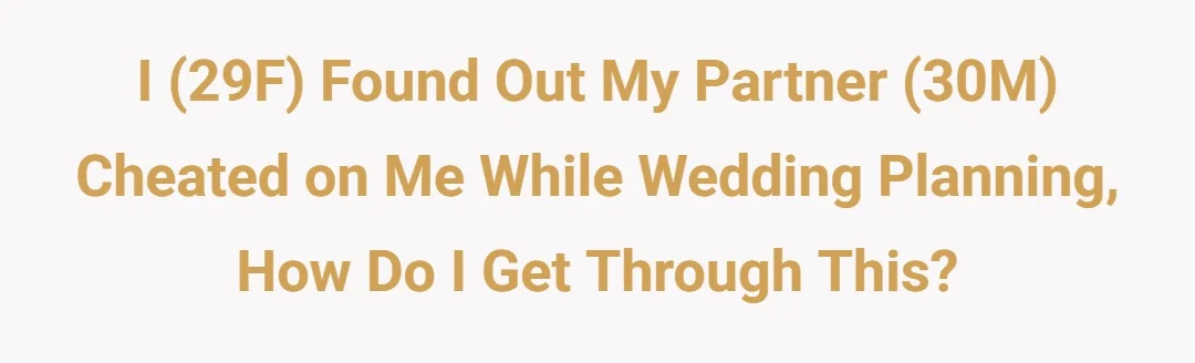 I (29F) found out my partner (30M) cheated on me while wedding planning, how do I get through this?