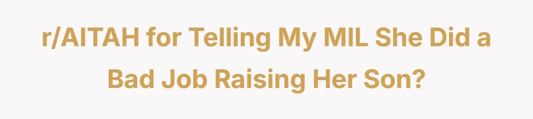 r/AITAH for telling my MIL she did a bad job raising her son?