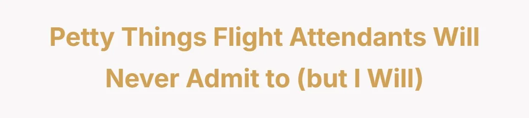 Petty Things Flight Attendants Will Never Admit to (But I Will)