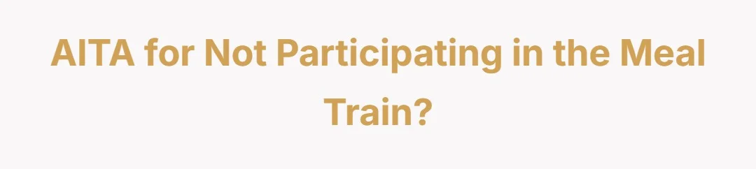 AITA for not participating in the meal train?