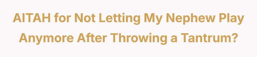 AITAH for not letting my nephew play anymore after throwing a tantrum?