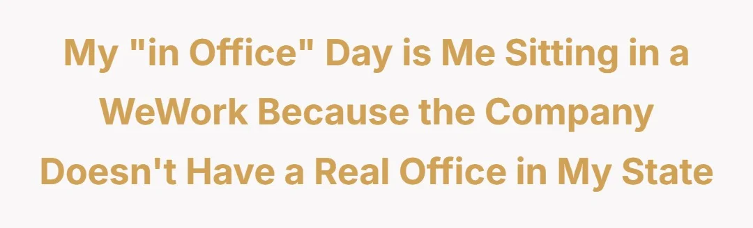 my "in office" day is me sitting in a WeWork because the company doesn't have a real office in my state