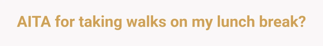 AITA for taking walks on my lunch break?