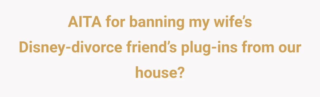AITA for banning my wife’s Disney-divorce friend’s plug-ins from our house?