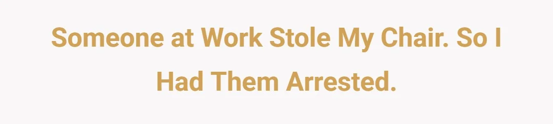 Someone at work stole my chair. So I had them arrested.