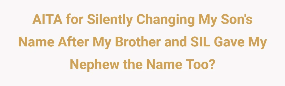 AITA for silently changing my son's name after my brother and SIL gave my nephew the name too?
