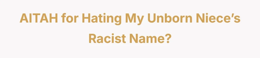 AITAH for hating my unborn niece’s racist name?