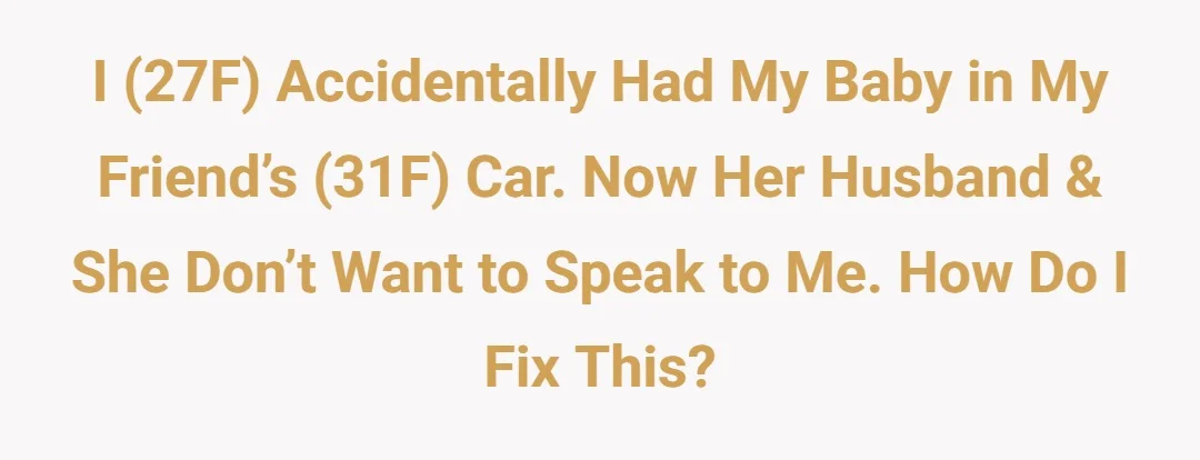 I (27F) accidentally had my baby in my friend’s (31F) car. Now her husband & she don’t want to speak to me. How do I fix this?