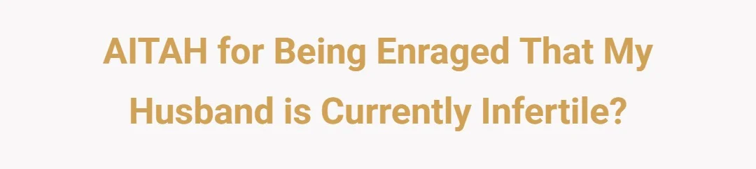AITAH for being enraged that my husband is currently infertile?