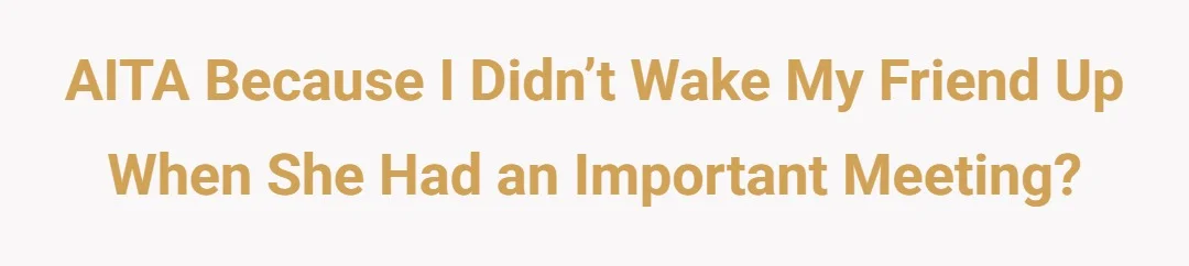 AITA because I didn’t wake my friend up when she had an important meeting?
