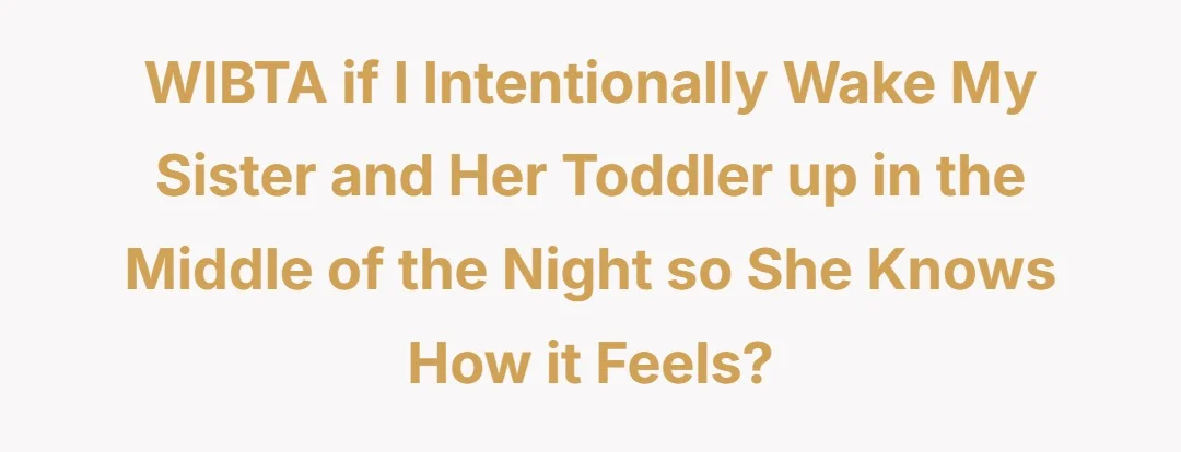 WIBTA if I intentionally wake my sister and her toddler up in the middle of the night so she knows how it feels?