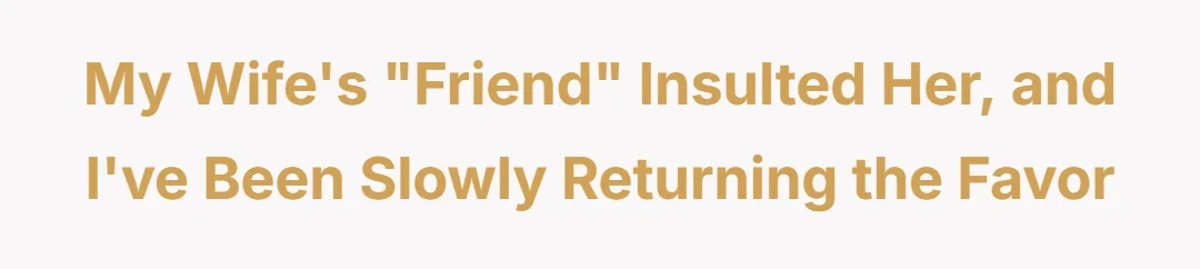 My wife's "friend" insulted her and I've been slowly returning the favor