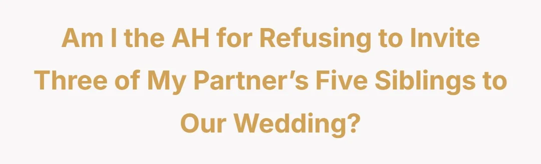 Am I the asshole for refusing to invite three of my partner’s five siblings to our wedding?