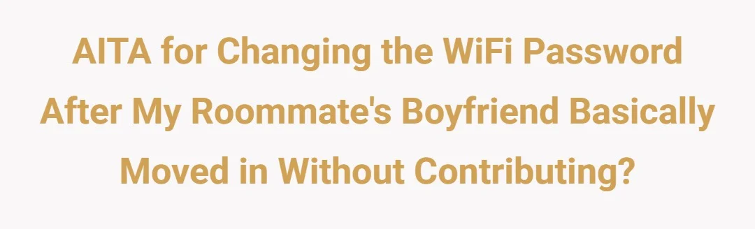 AITA for changing the WiFi password after my roommate’s boyfriend basically moved in without contributing?