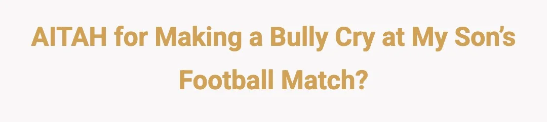 AITAH for making a bully cry at my son’s football match?
