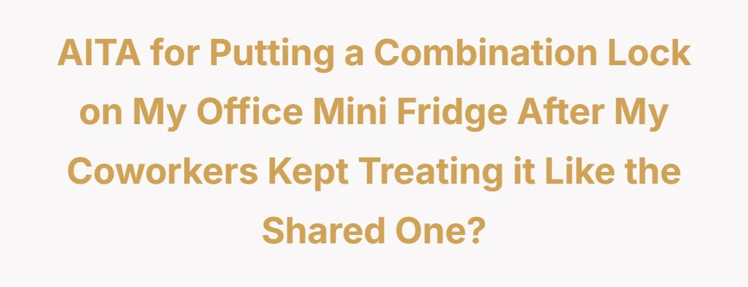 AITA for putting a combination lock on my office mini fridge after my coworkers kept treating it like the shared one?