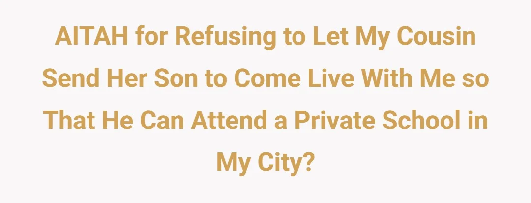 AITAH for refusing to let my cousin send her son to come live with me so that he can attend a private school in my city?