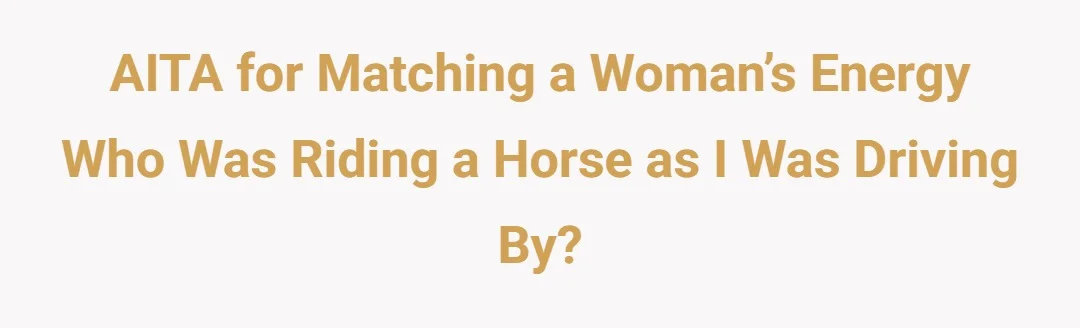 AITA for matching a woman’s energy who was riding a horse as I was driving by?