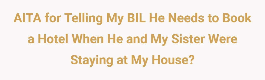 AITA for telling my BIL he needs to book a hotel when he and my sister were staying at my house?