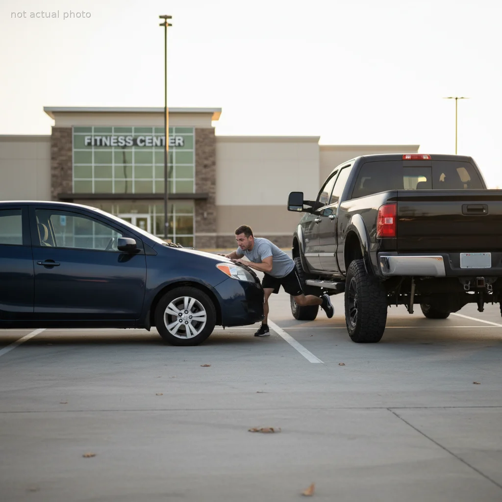 Guy Crawls Through Passenger Side After a Stranger Parks Inches Away in an Empty Gym Lot