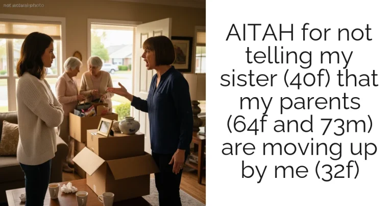 AITAH for not telling my sister (40f) that my parents (64f and 73m) are moving up by me (32f)