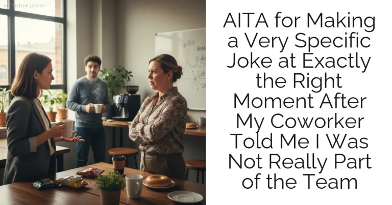 AITA for Making a Very Specific Joke at Exactly the Right Moment After My Coworker Told Me I Was Not Really Part of the Team