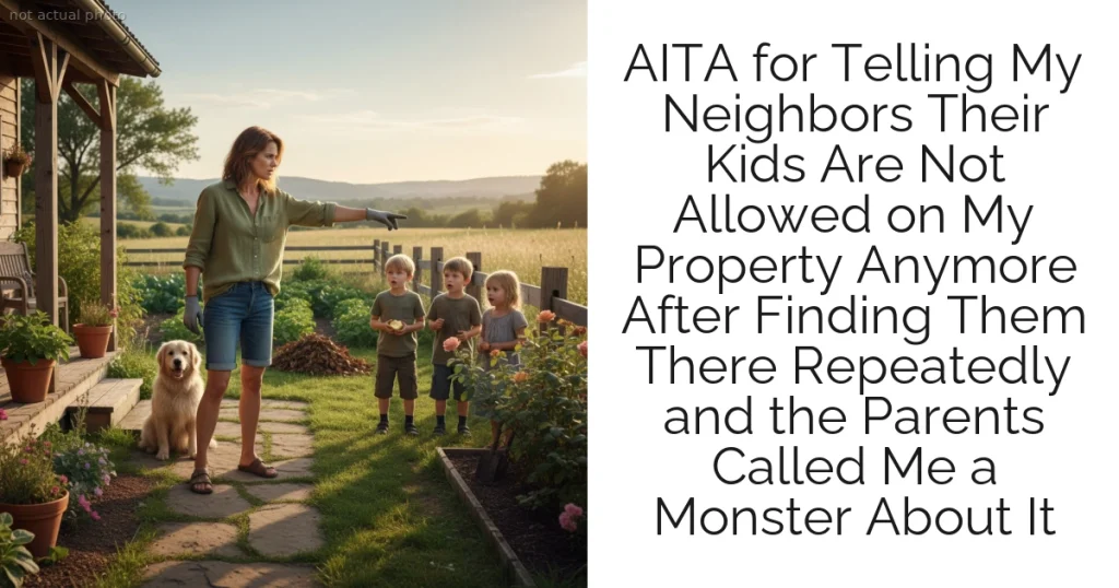 AITA for Telling My Neighbors Their Kids Are Not Allowed on My Property Anymore After Finding Them There Repeatedly and the Parents Called Me a Monster About It