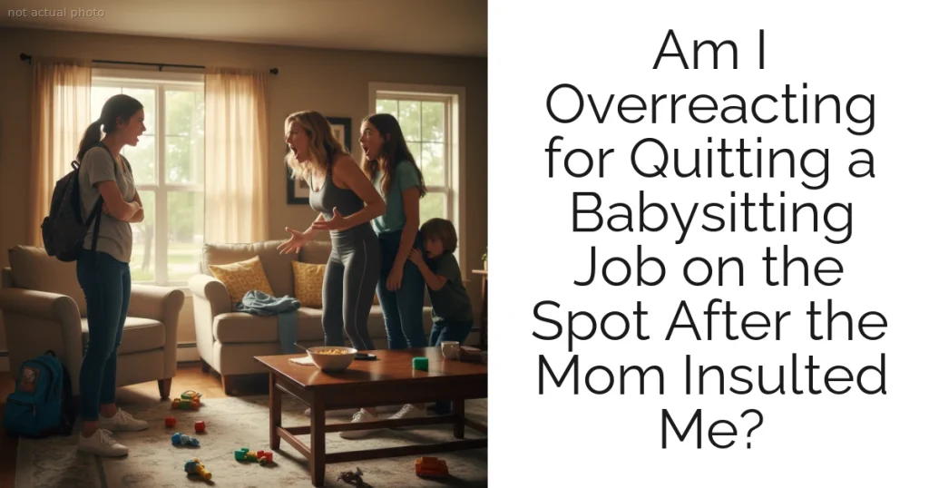 Am I Overreacting for Quitting a Babysitting Job on the Spot After the Mom Insulted Me?