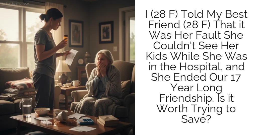 I (28 F) Told My Best Friend (28 F) That it Was Her Fault She Couldn't See Her Kids While She Was in the Hospital, and She Ended Our 17 Year Long Friendship. Is it Worth Trying to Save?