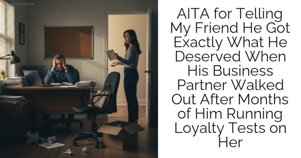 AITA for Telling My Friend He Got Exactly What He Deserved When His Business Partner Walked Out After Months of Him Running Loyalty Tests on Her