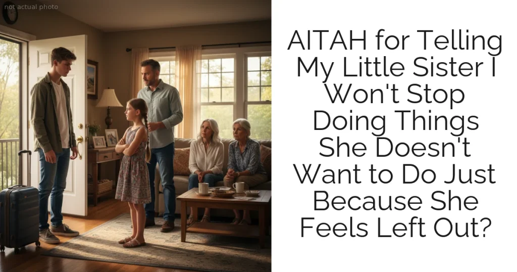 AITAH for Telling My Little Sister I Won't Stop Doing Things She Doesn't Want to Do Just Because She Feels Left Out?