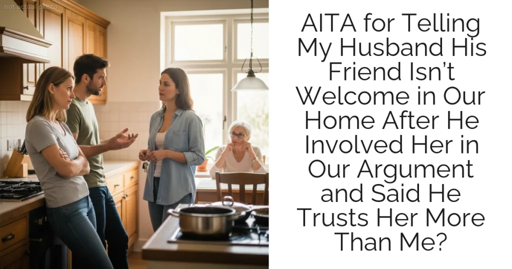AITA for Telling My Husband His Friend Isn’t Welcome in Our Home After He Involved Her in Our Argument and Said He Trusts Her More Than Me?