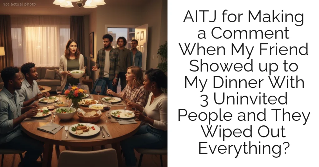 AITJ for Making a Comment When My Friend Showed up to My Dinner With 3 Uninvited People and They Wiped Out Everything?