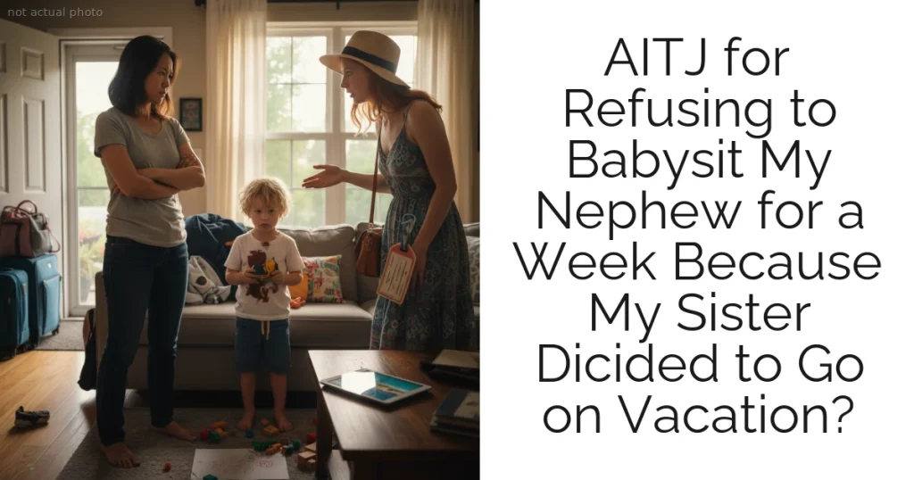 AITJ for Refusing to Babysit My Nephew for a Week Because My Sister Dicided to Go on Vacation?
