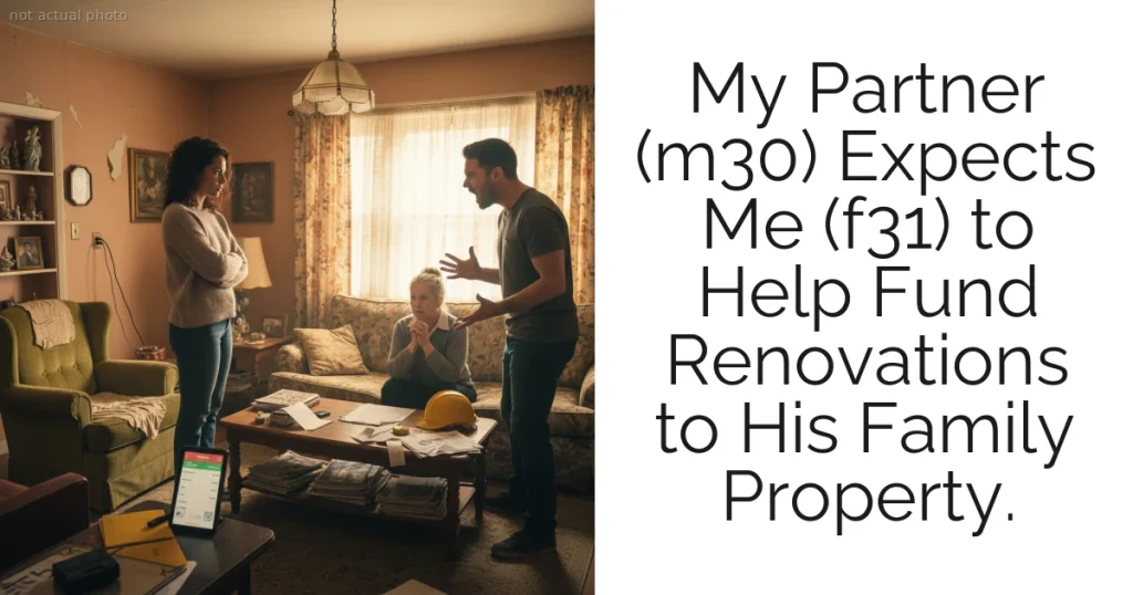 My Partner (m30) Expects Me (f31) to Help Fund Renovations to His Family Property.