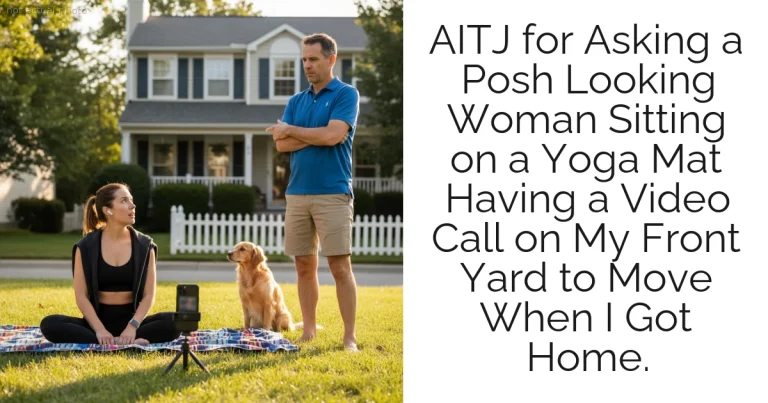 AITJ for Asking a Posh Looking Woman Sitting on a Yoga Mat Having a Video Call on My Front Yard to Move When I Got Home.