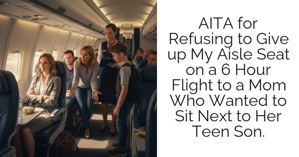 AITA for Refusing to Give up My Aisle Seat on a 6 Hour Flight to a Mom Who Wanted to Sit Next to Her Teen Son.