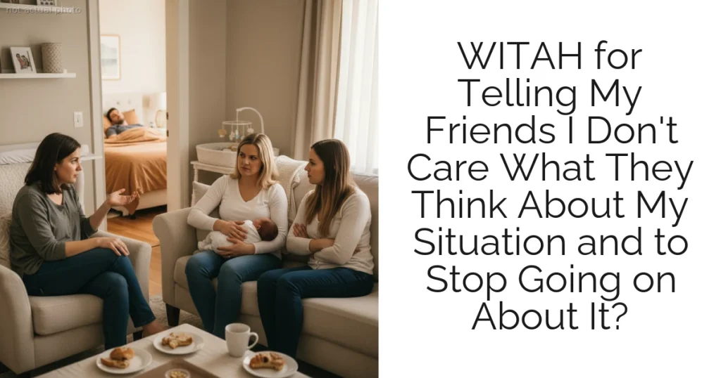 WITAH for Telling My Friends I Don't Care What They Think About My Situation and to Stop Going on About It?