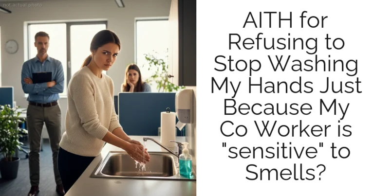 AITH for Refusing to Stop Washing My Hands Just Because My Co Worker is "sensitive" to Smells?