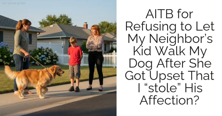 AITB for Refusing to Let My Neighbor’s Kid Walk My Dog After She Got Upset That I “stole” His Affection?