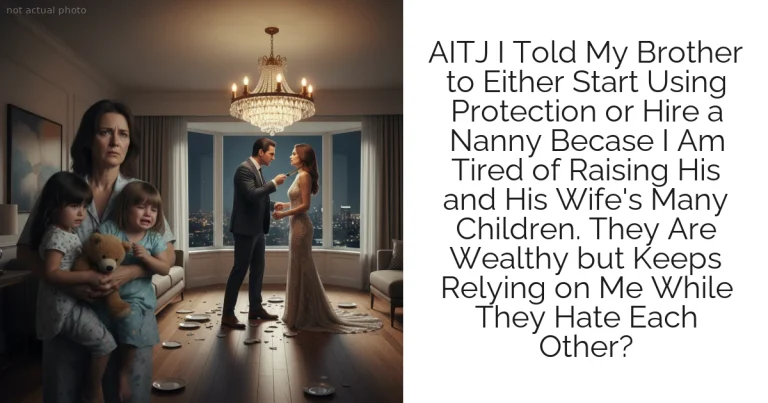 AITJ I Told My Brother to Either Start Using Protection or Hire a Nanny Becase I Am Tired of Raising His and His Wife's  Many Children. They Are Wealthy but Keeps Relying on Me While They Hate Each Other?