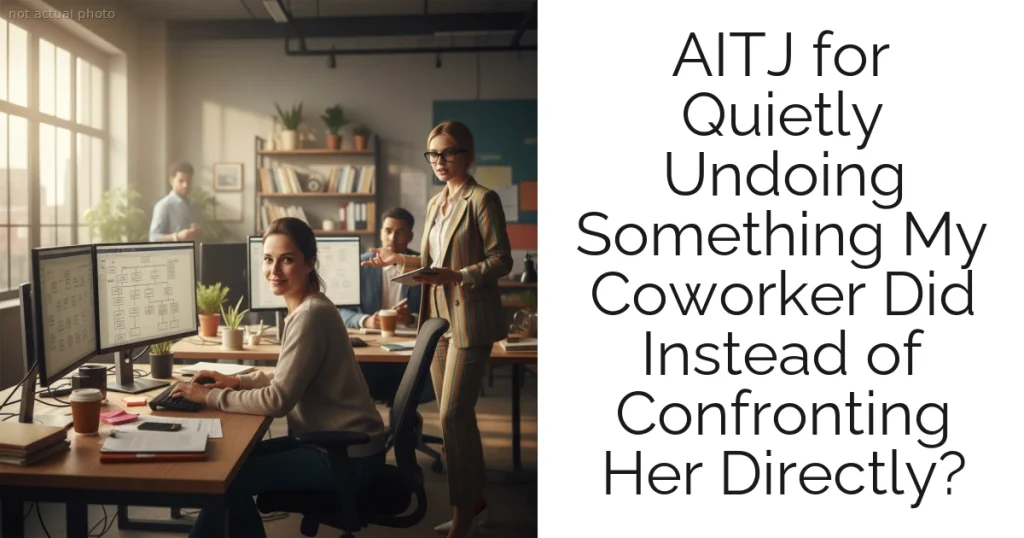 AITJ for Quietly Undoing Something My Coworker Did Instead of Confronting Her Directly?