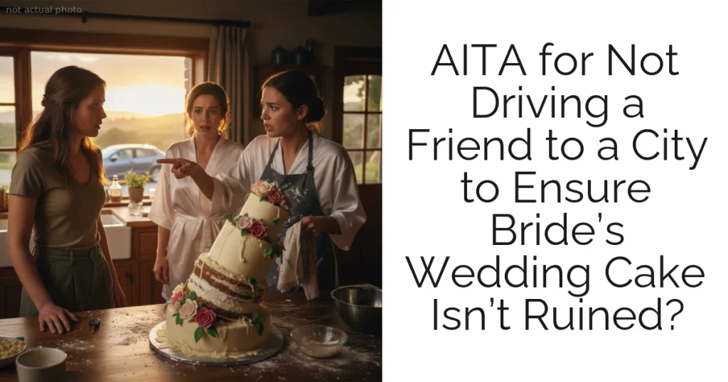 AITA for Not Driving a Friend to a City to Ensure Bride’s Wedding Cake Isn’t Ruined?