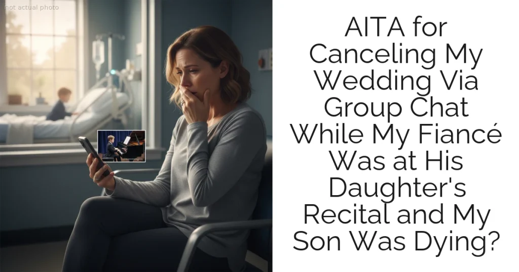 AITA for Canceling My Wedding Via Group Chat While My Fiancé Was at His Daughter's Recital and My Son Was Dying?