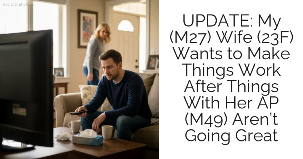 UPDATE: My (M27) Wife (23F) Wants to Make Things Work After Things With Her AP (M49) Aren’t Going Great