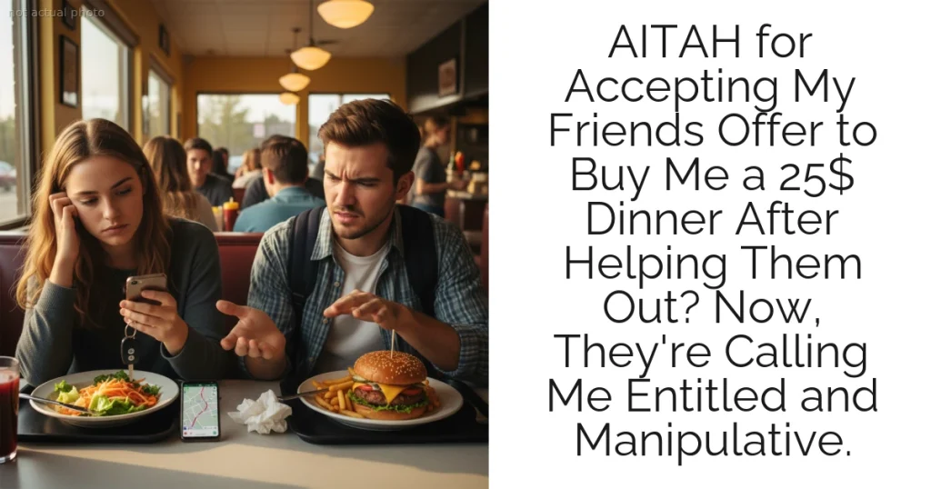 AITAH for Accepting My Friends Offer to Buy Me a 25$ Dinner After Helping Them Out? Now, They're Calling Me Entitled and Manipulative.
