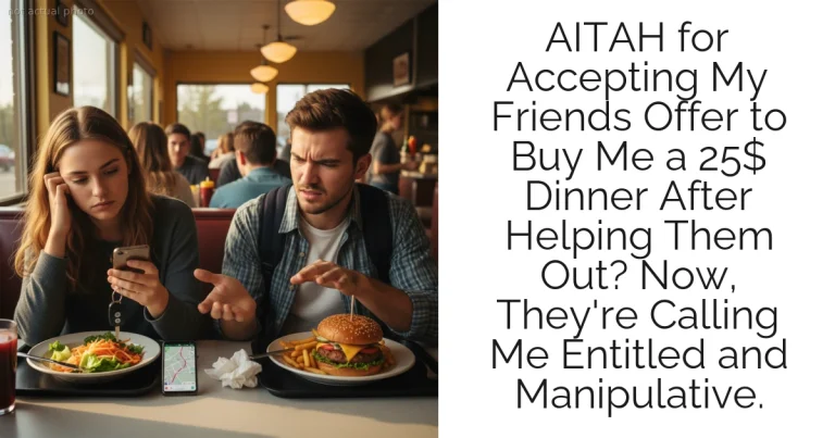 AITAH for Accepting My Friends Offer to Buy Me a 25$ Dinner After Helping Them Out? Now, They're Calling Me Entitled and Manipulative.