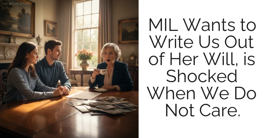 MIL Wants to Write Us Out of Her Will, is Shocked When We Do Not Care.